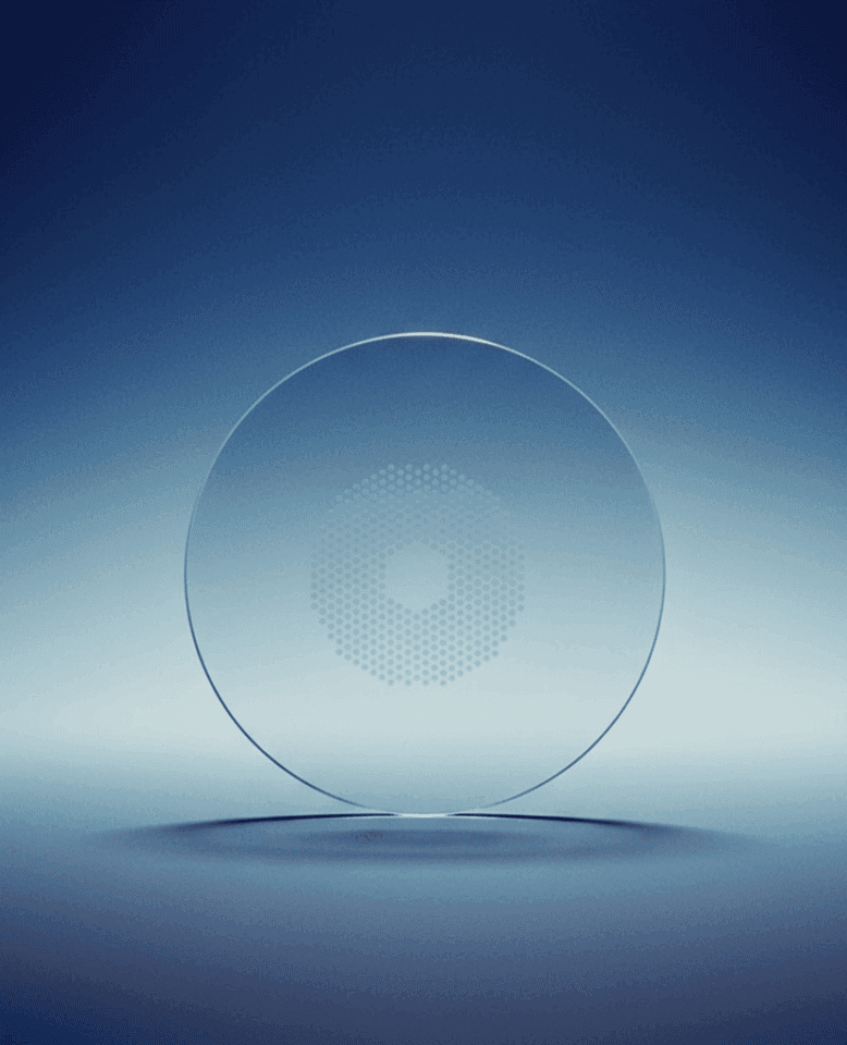 Miyosmart lens on gradient blue background