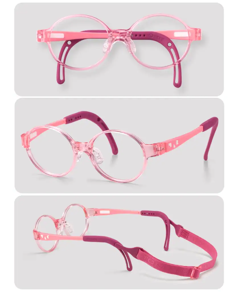 Pink and purple tomato glasses on grey background